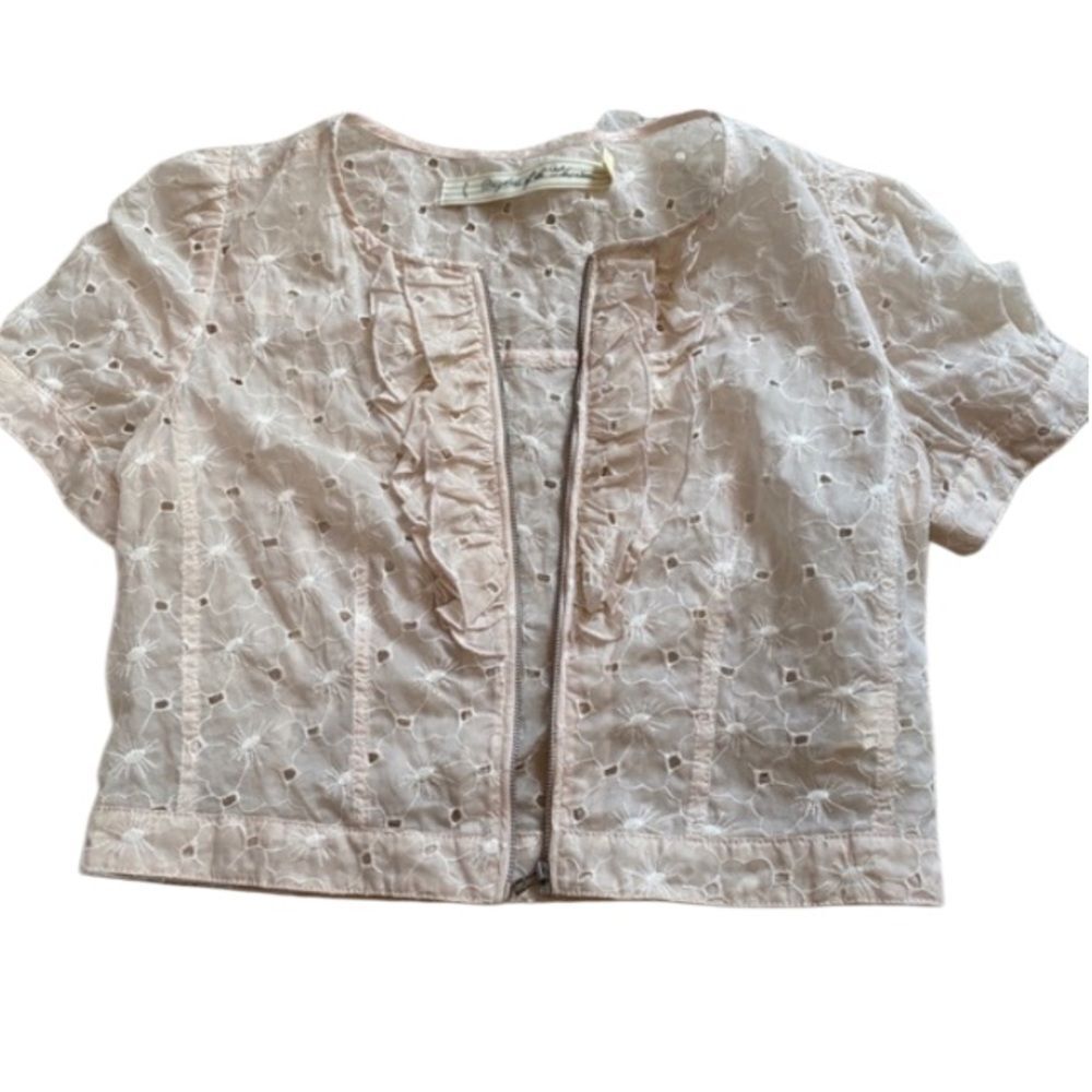 Anthropologie, daughters of the liberation, eyelet, zip front blouse XS